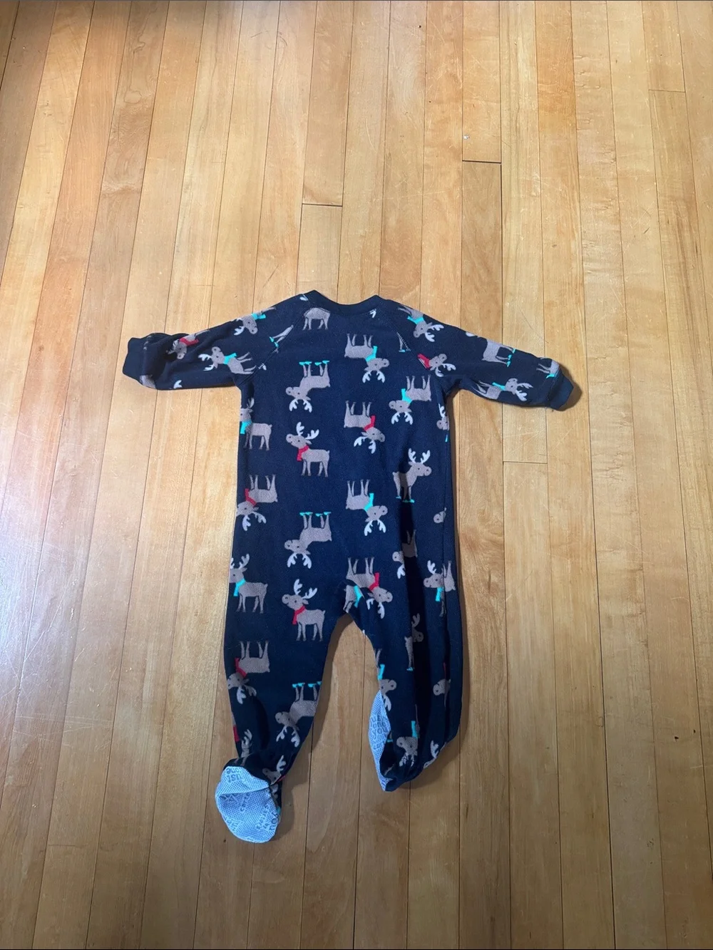 Carter’s Kids black Reindeer Footed One-Piece Pajamas kids 12M